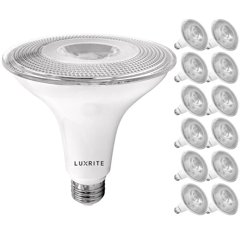Luxrite 12 Pack LED PAR38 Flood Light Bulb 1250 Lumens 15W Dimmable Wet Rated E26 Base UL Listed