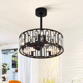 20-In Black Crystal Caged Ceiling Fan with Light Remote