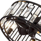 20-In Black Crystal Caged Ceiling Fan with Light Remote
