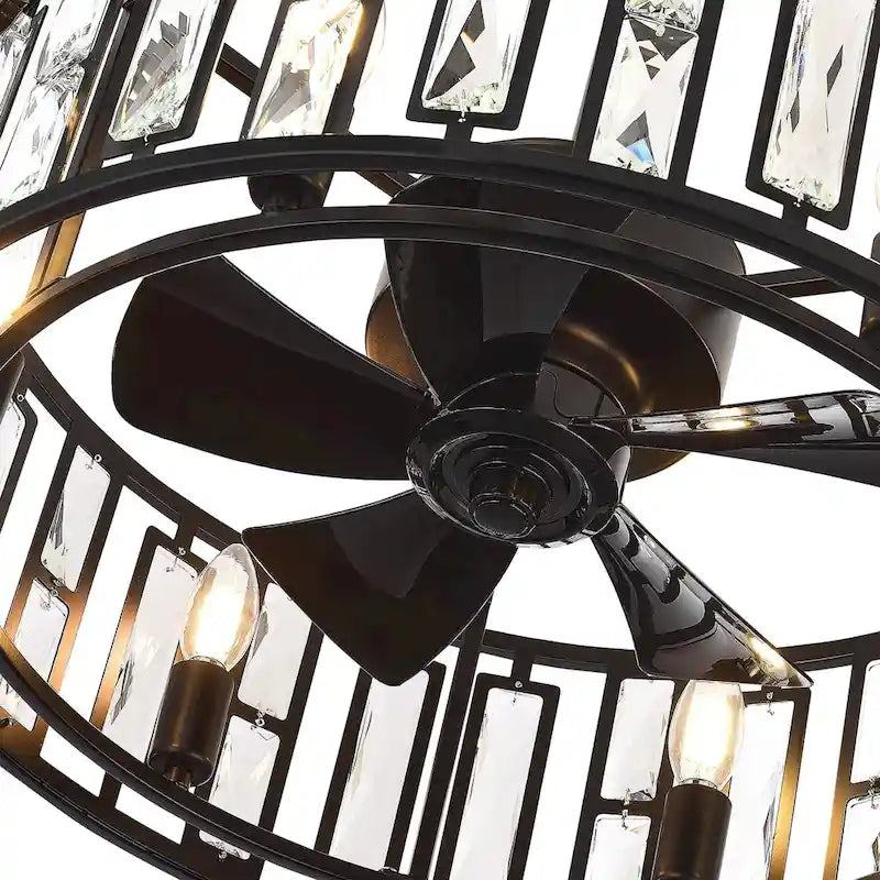 20-In Black Crystal Caged Ceiling Fan with Light Remote