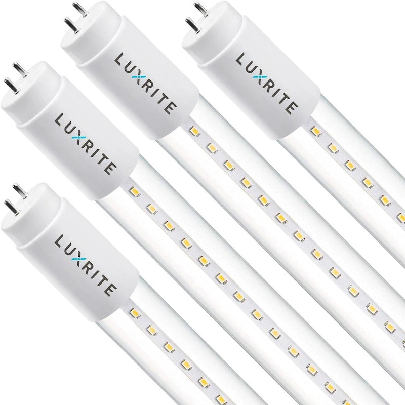 Luxrite 4FT T8 LED Tube Light, Ballast and Ballast Bypass Compatible, 13W=32W, Single-End or Double-End Powered (4 Pack)