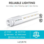 Luxrite 4FT T8 LED Tube Light, Ballast and Ballast Bypass Compatible, 13W=32W, Single-End or Double-End Powered (4 Pack)