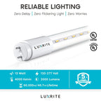 Luxrite 4FT T8 LED Tube Light, Ballast and Ballast Bypass Compatible, 13W=32W, Single-End or Double-End Powered (4 Pack)