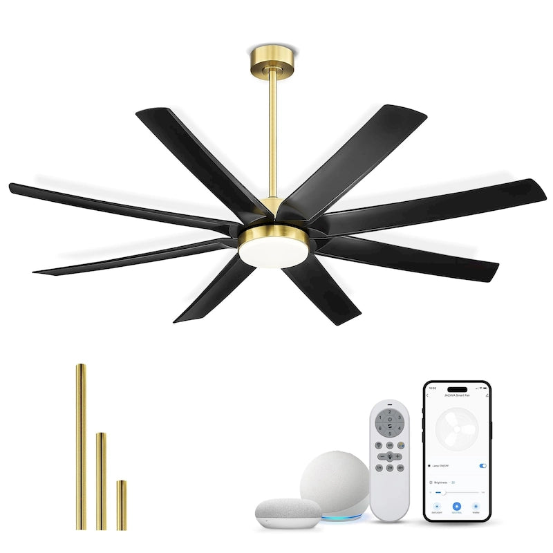 70 Inch 24W DC Led Ceiling Fan with Lights, 8-Blades, Remote Control and App and Alexa Google Voice Control