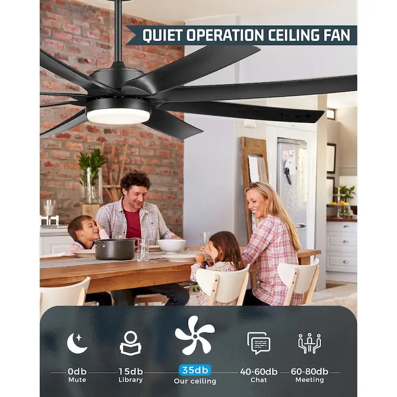 70 Inch 24W DC Led Ceiling Fan with Lights, 8-Blades, Remote Control and App and Alexa Google Voice Control