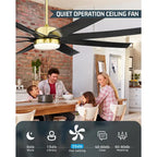 70 Inch 24W DC Led Ceiling Fan with Lights, 8-Blades, Remote Control and App and Alexa Google Voice Control