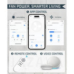 70 Inch 24W DC Led Ceiling Fan with Lights, 8-Blades, Remote Control and App and Alexa Google Voice Control