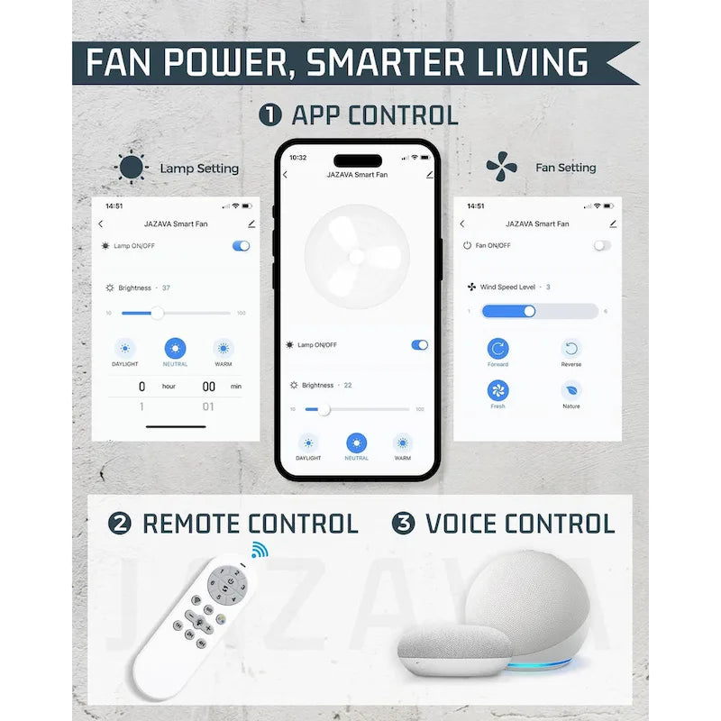 70 Inch 24W DC Led Ceiling Fan with Lights, 8-Blades, Remote Control and App and Alexa Google Voice Control