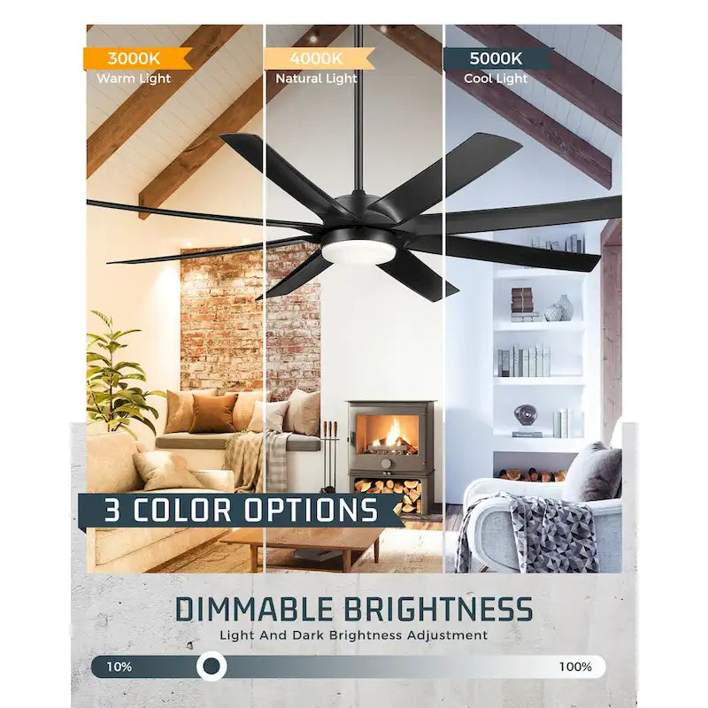70 Inch 24W DC Led Ceiling Fan with Lights, 8-Blades, Remote Control and App and Alexa Google Voice Control