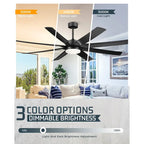 70 Inch 24W DC Led Ceiling Fan with Lights, 8-Blades, Remote Control and App and Alexa Google Voice Control