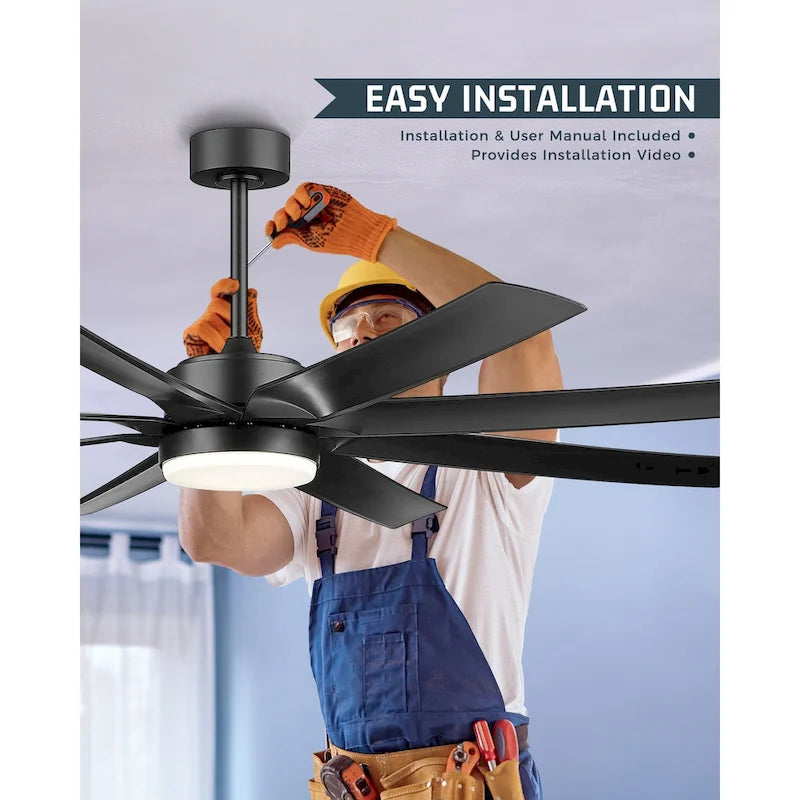 70 Inch 24W DC Led Ceiling Fan with Lights, 8-Blades, Remote Control and App and Alexa Google Voice Control