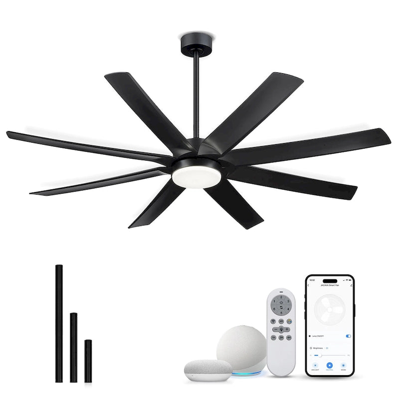 70 Inch 24W DC Led Ceiling Fan with Lights, 8-Blades, Remote Control and App and Alexa Google Voice Control