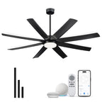 70 Inch 24W DC Led Ceiling Fan with Lights, 8-Blades, Remote Control and App and Alexa Google Voice Control