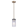 JENNER 60-Watt 1 Light Matte Black and Gold Mid Century Modern Pendant with Clear Glass Shade