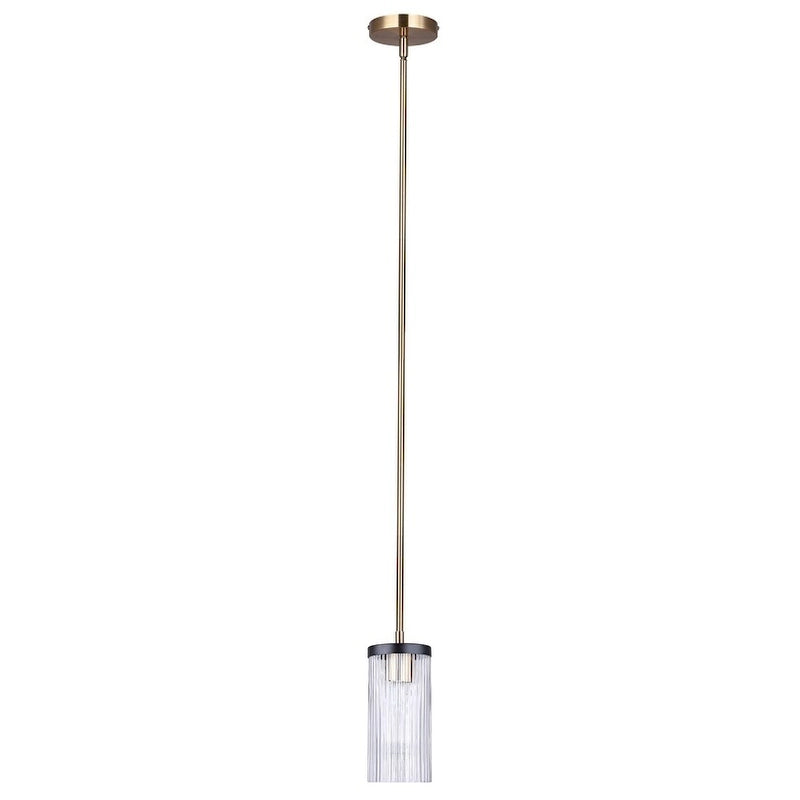 JENNER 60-Watt 1 Light Matte Black and Gold Mid Century Modern Pendant with Clear Glass Shade