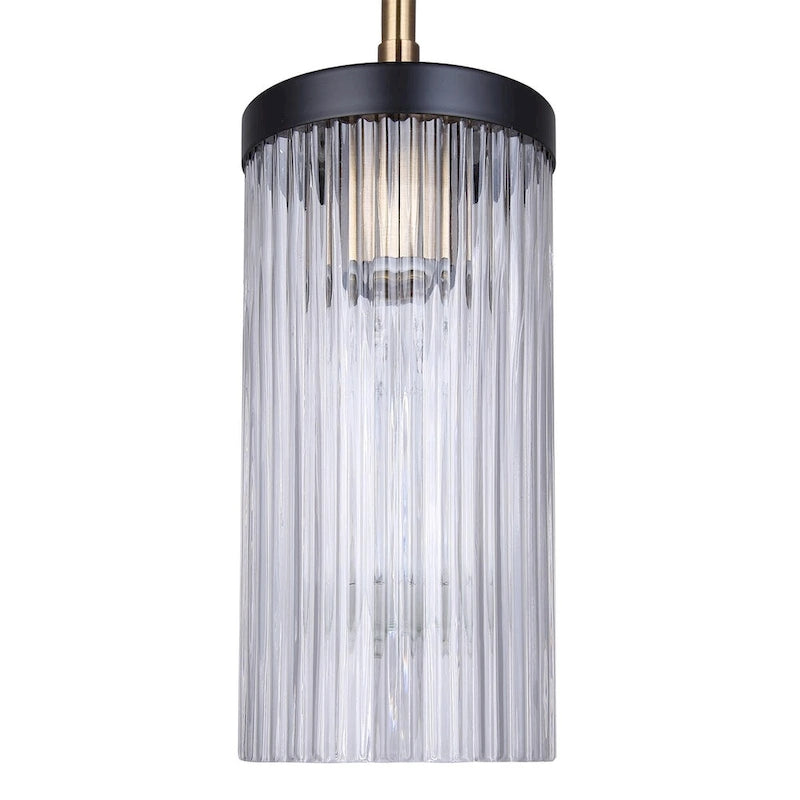 JENNER 60-Watt 1 Light Matte Black and Gold Mid Century Modern Pendant with Clear Glass Shade