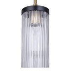 JENNER 60-Watt 1 Light Matte Black and Gold Mid Century Modern Pendant with Clear Glass Shade