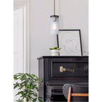 JENNER 60-Watt 1 Light Matte Black and Gold Mid Century Modern Pendant with Clear Glass Shade