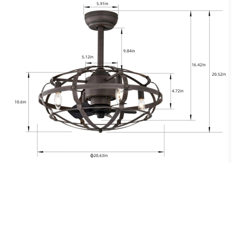 Industrial Ceiling Fan Light with Remote Control - N/A