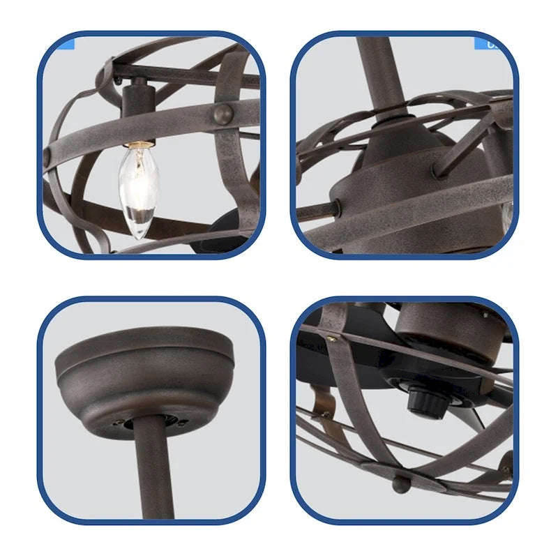 Industrial Ceiling Fan Light with Remote Control - N/A