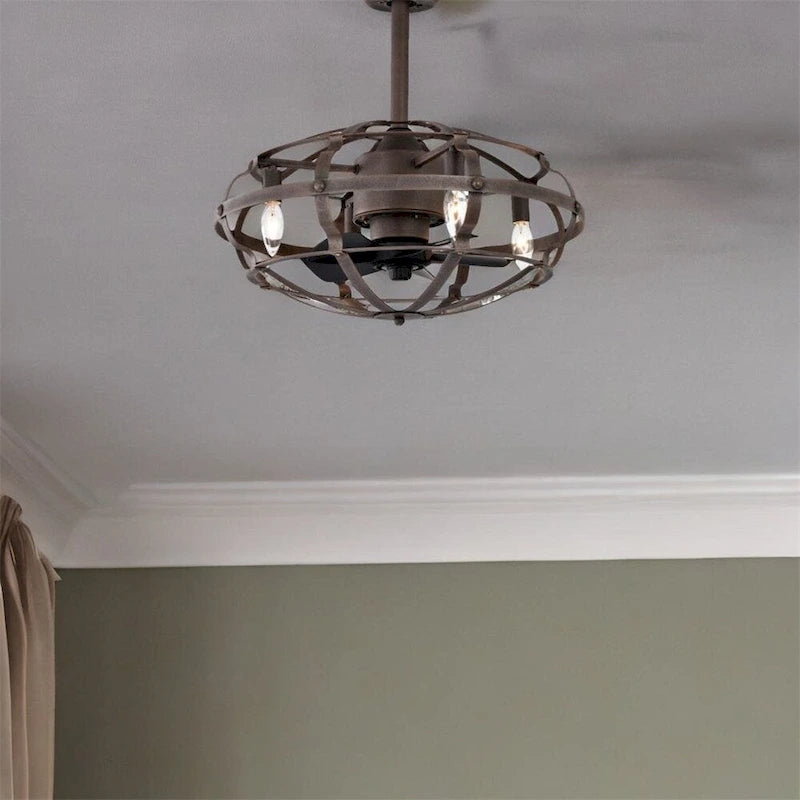 Industrial Ceiling Fan Light with Remote Control - N/A