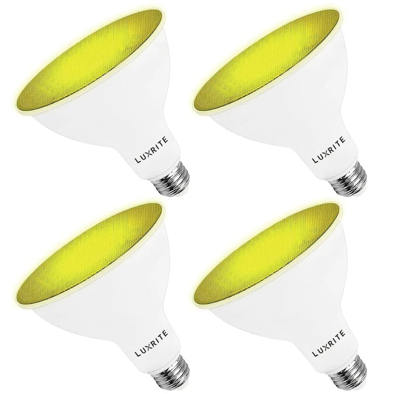 Luxrite LED PAR38 Flood Light Bulb, 8W=45W, Damp Rated, UL Listed, E26 Base, Indoor Outdoor, Decoration 4 Pack