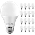 Luxrite A19 LED Light Bulb 60W Equivalent 3500K 800 Lumens Dimmable 9W Enclosed Fixture Rated E26 Base 16 Pack