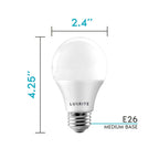 Luxrite A19 LED Light Bulb 60W Equivalent 3500K 800 Lumens Dimmable 9W Enclosed Fixture Rated E26 Base 16 Pack