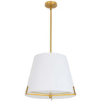 Dainolite Preston Modern and Contemporary 4 Light Incandescent Pendant Aged Brass with White Fabric shade