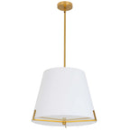 Dainolite Preston Modern and Contemporary 4 Light Incandescent Pendant Aged Brass with White Fabric shade