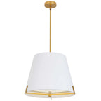 Dainolite Preston Modern and Contemporary 4 Light Incandescent Pendant Aged Brass with White Fabric shade