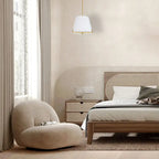 Dainolite Preston Modern and Contemporary 4 Light Incandescent Pendant Aged Brass with White Fabric shade