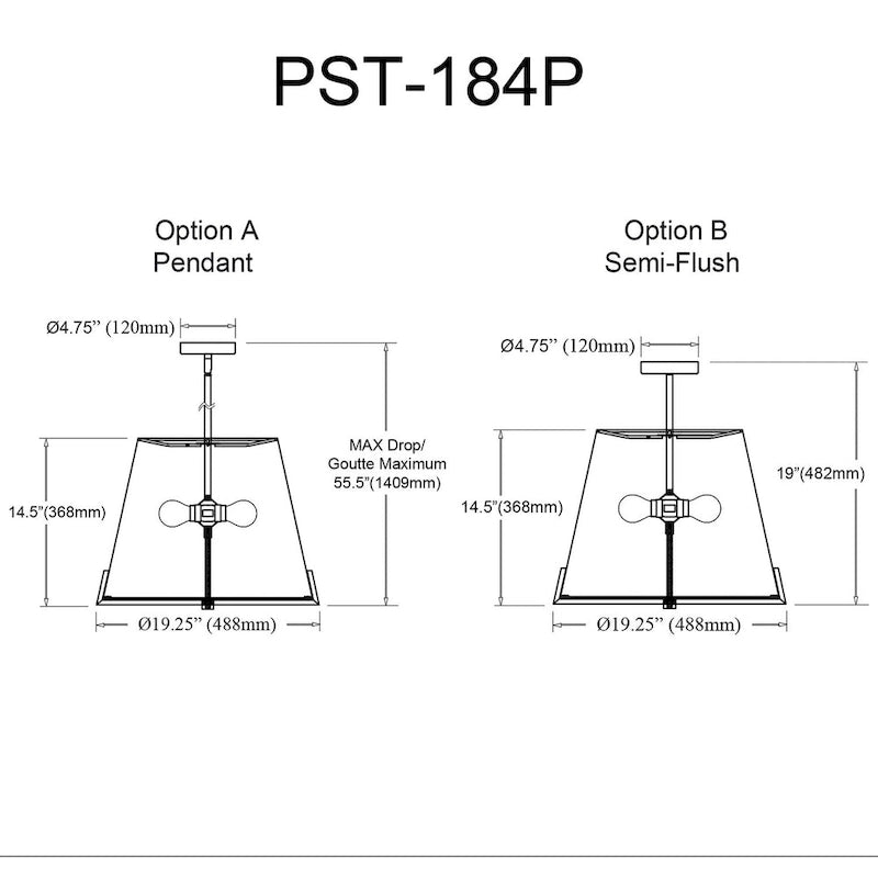 Dainolite Preston Modern and Contemporary 4 Light Incandescent Pendant Aged Brass with White Fabric shade