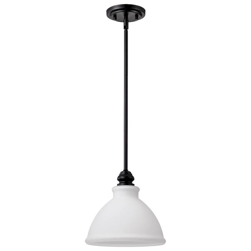 Russel 10 Inch Mini Pendant Matte Black with Satin White Glass - Matte Black