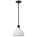 Russel 10 Inch Mini Pendant Matte Black with Satin White Glass - Matte Black