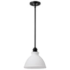 Russel 10 Inch Mini Pendant Matte Black with Satin White Glass - Matte Black