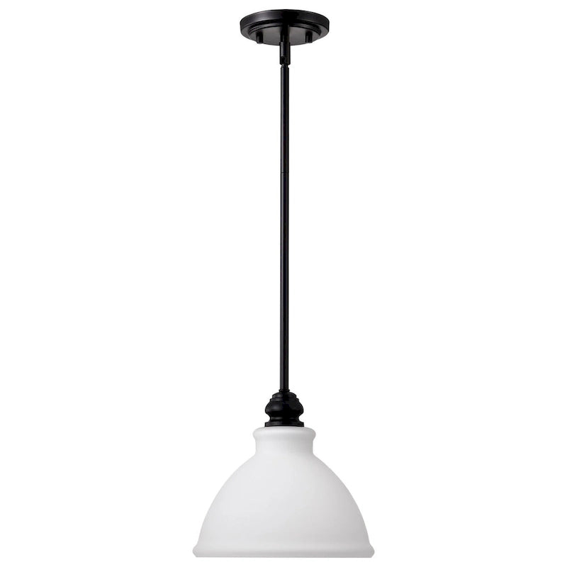 Russel 10 Inch Mini Pendant Matte Black with Satin White Glass - Matte Black