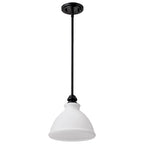 Russel 10 Inch Mini Pendant Matte Black with Satin White Glass - Matte Black