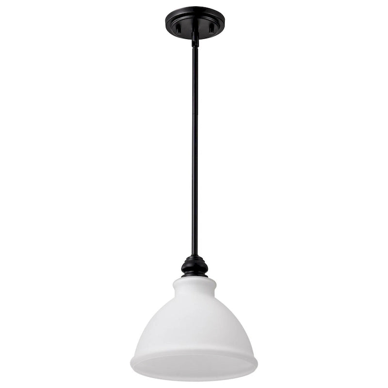 Russel 10 Inch Mini Pendant Matte Black with Satin White Glass - Matte Black