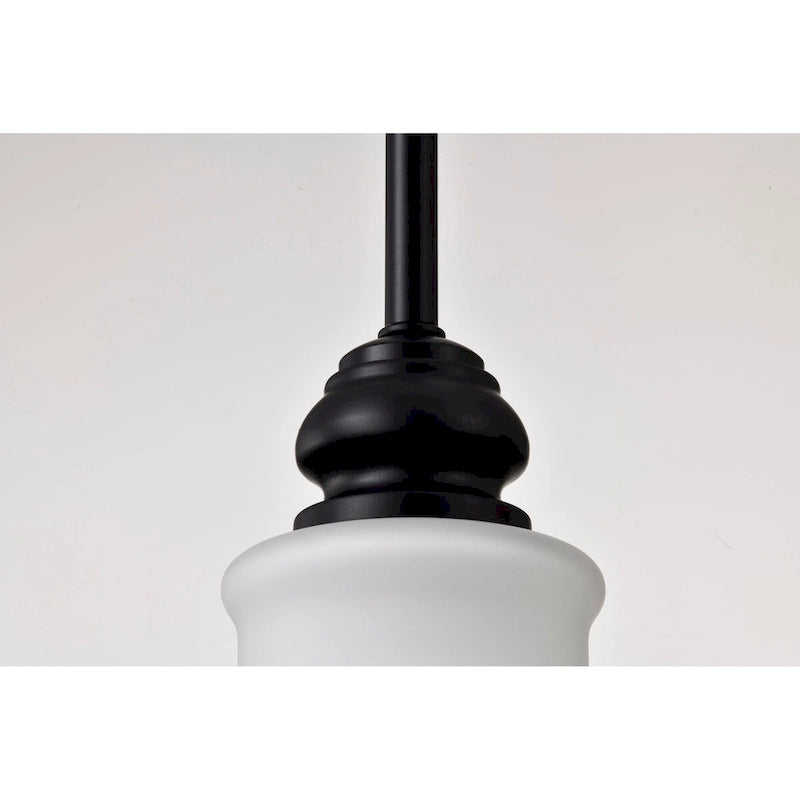 Russel 10 Inch Mini Pendant Matte Black with Satin White Glass - Matte Black