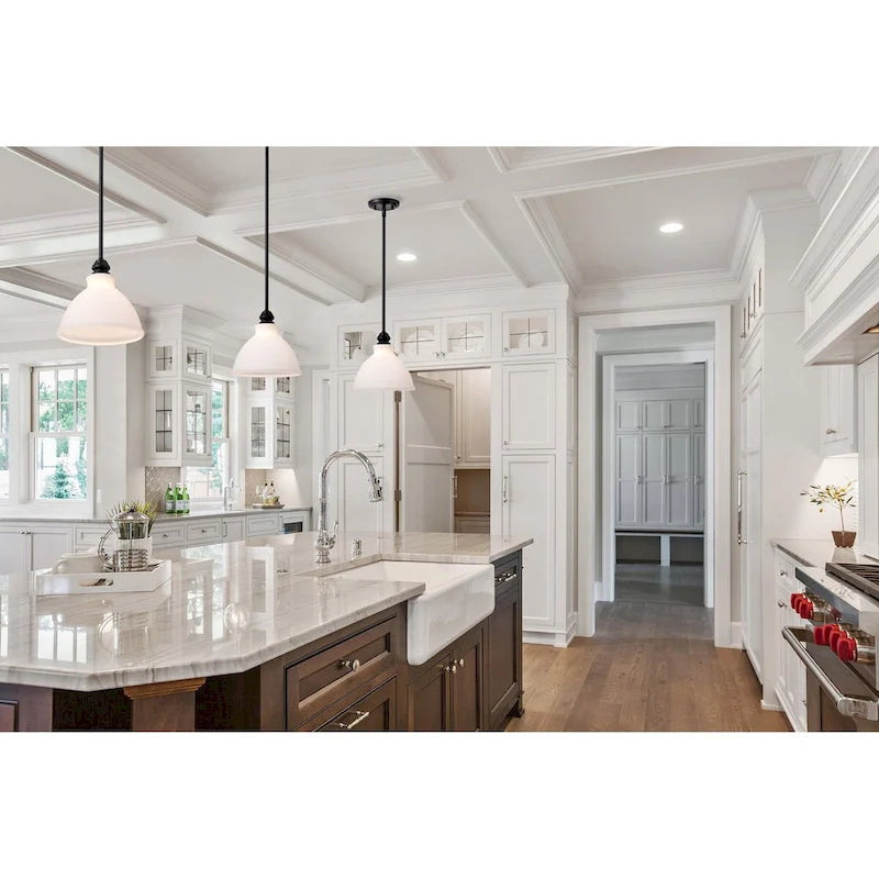 Russel 10 Inch Mini Pendant Matte Black with Satin White Glass - Matte Black