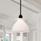 Russel 10 Inch Mini Pendant Matte Black with Satin White Glass - Matte Black
