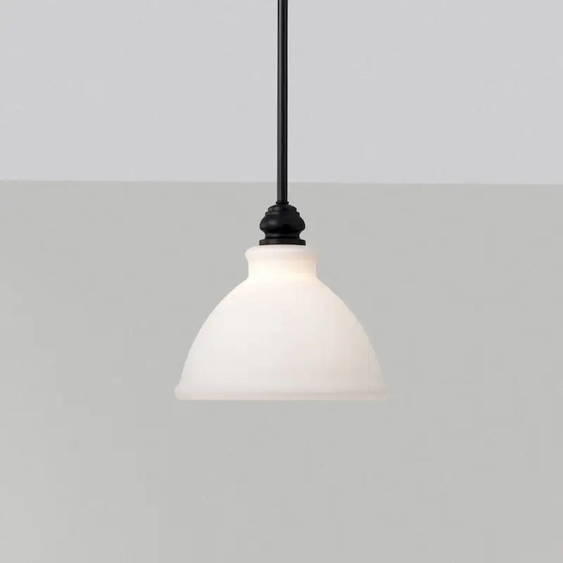 Russel 10 Inch Mini Pendant Matte Black with Satin White Glass - Matte Black