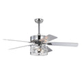 52 Inch Crystal Chandelier Fan Dual Finish Reversible Blades