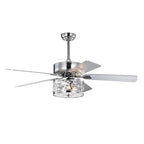 52 Inch Crystal Chandelier Fan Dual Finish Reversible Blades