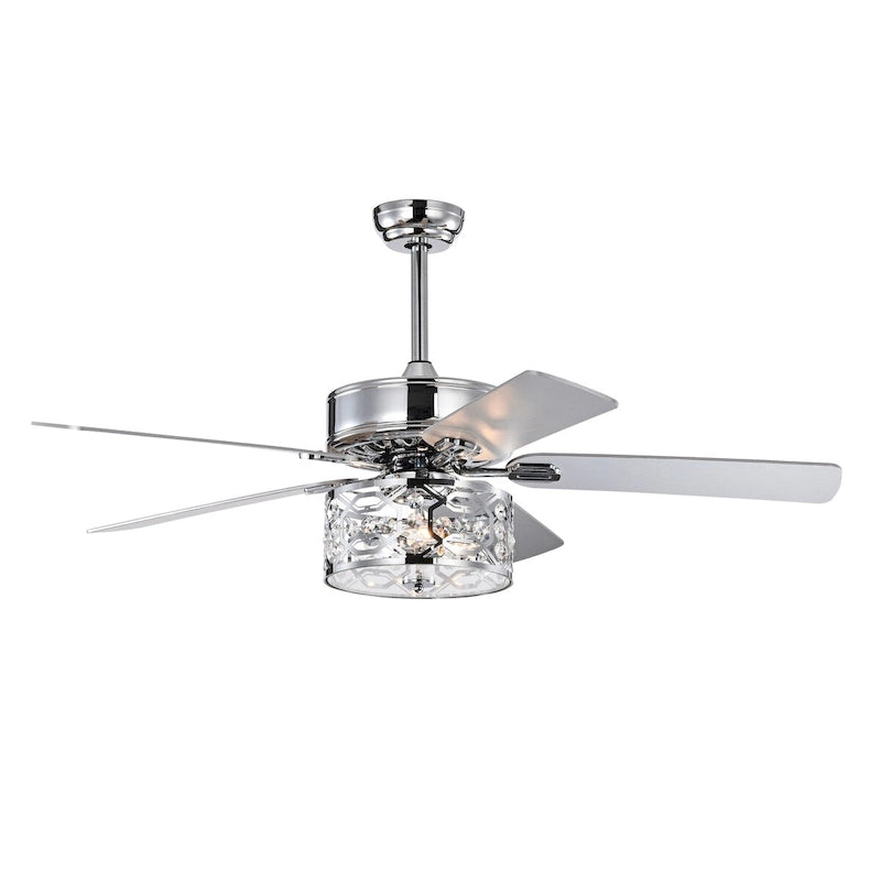 52 Inch Crystal Chandelier Fan Dual Finish Reversible Blades