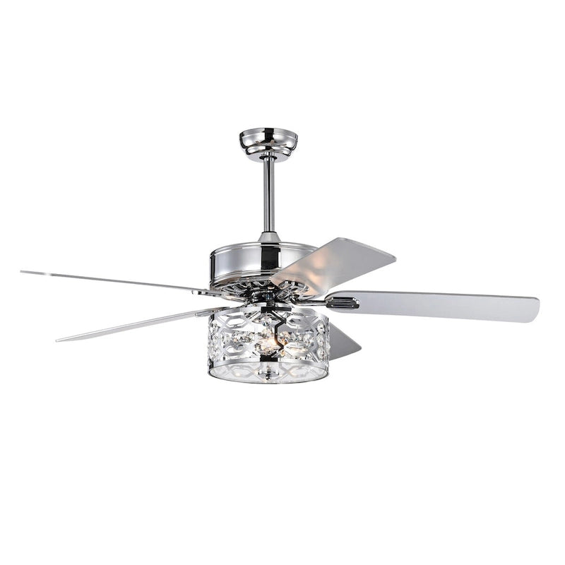 52 Inch Crystal Chandelier Fan Dual Finish Reversible Blades