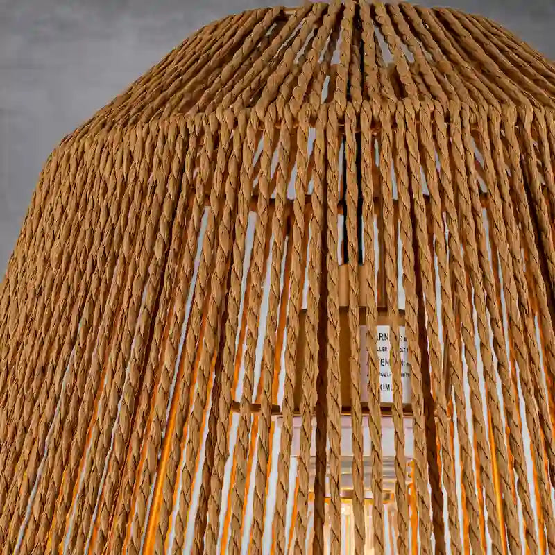 CraftHome Handcrafted 1-Light Farmhouse Natural Rattan Pendant Light With Boho Rope Woven Shape - W14