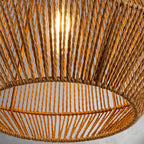 CraftHome Handcrafted 1-Light Farmhouse Natural Rattan Pendant Light With Boho Rope Woven Shape - W14