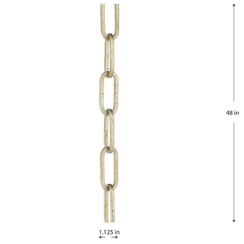 48-inch 9-gauge Gilded Silver Square Profile Accessory Chain - Gilded Silver - 1.125 in x 1.125 in x 48 in